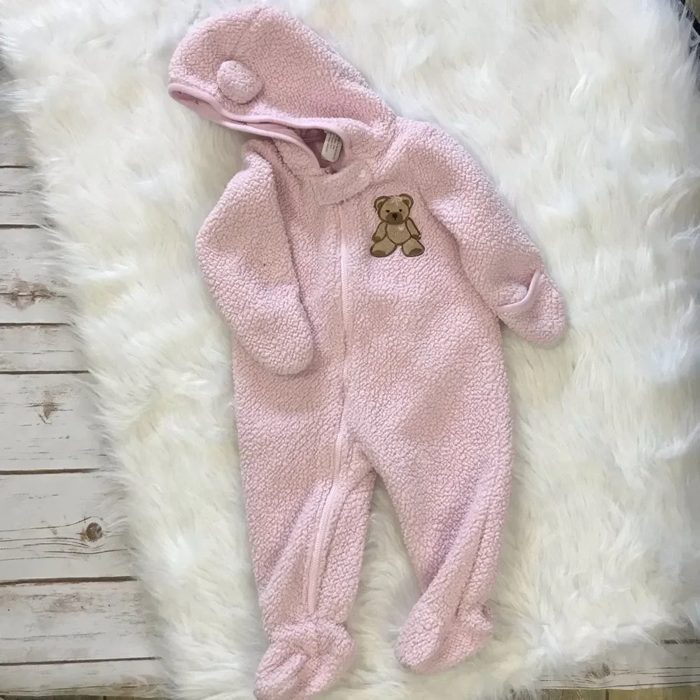 Baby Snowsuit Coat Bunting Baby‎ Girl 9 months Pink Bear winter